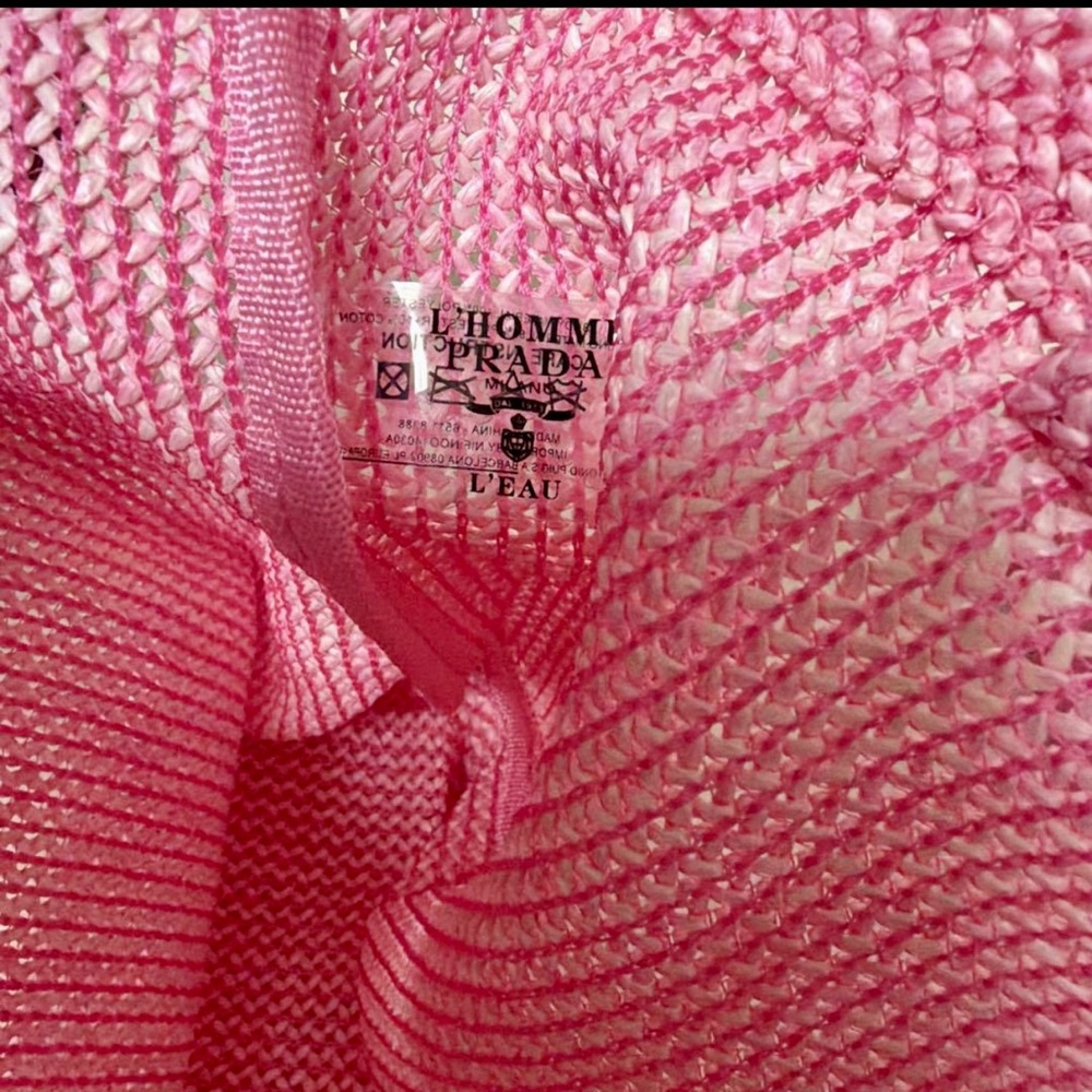 Prada Pink Straw Tote with Black Logo - Picture 6 of 14
